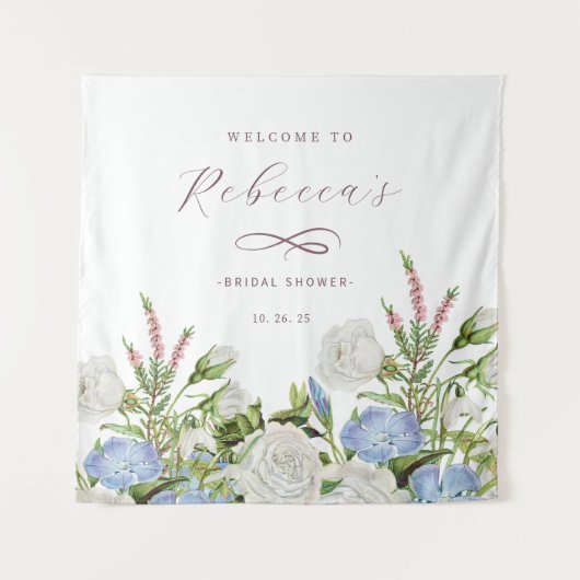 Elegante Bruiloft met Bloemmotief Wandkleed (Voorkant)