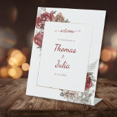 Elegante bruiloft met Bourgondische bloemen Welkom Reclamebord Met Voetstuk
