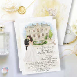 Elegante bruiloft met bruid en bruidegom locatie kaart