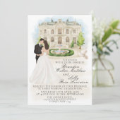 Elegante bruiloft met bruid en bruidegom locatie kaart (Staand voorkant)