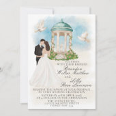 Elegante bruiloft met bruid en bruidegom tuinhuisj kaart (Voorkant)