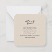 Elegante bruiloft met de hand geschreven dank u notitiekaartje (Achterkant)