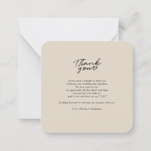 Elegante bruiloft met de hand geschreven dank u notitiekaartje (Achterkant)
