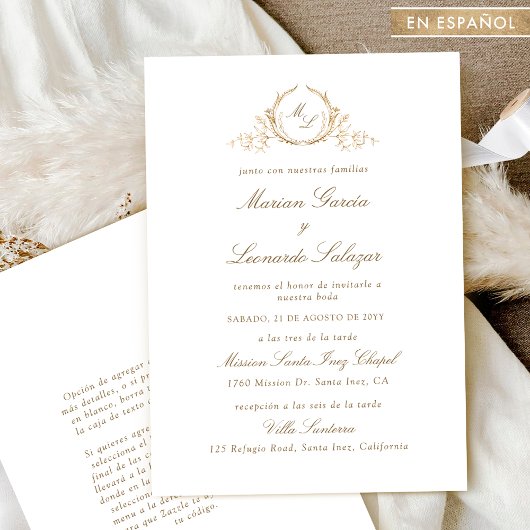 Elegante bruiloft met gouden monogram, in het Spaa Kaart