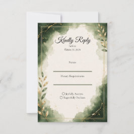 Elegante Bruiloft met Minimalistische Luxe Smerald RSVP Kaartje