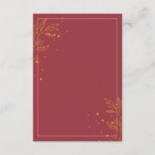 Elegante bruiloft met robijnrode goudkleurige blad informatiekaartje (Achterkant)