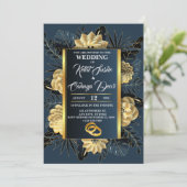 Elegante bruiloft met Rozen en ringen Kaart (Staand voorkant)