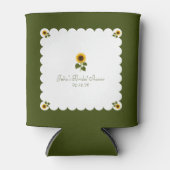 Elegante bruiloft met rustieke zonnebloem olijfgro blikjeskoeler (Voorkant)