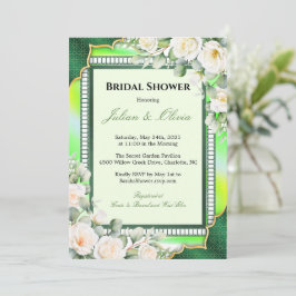Elegante bruiloft met smaragdgroen en goud kaart