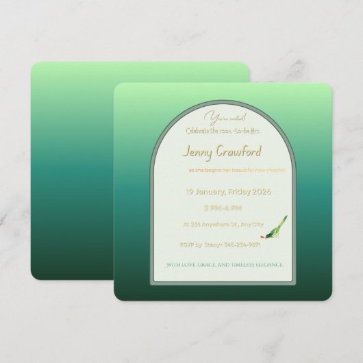 Elegante bruiloft met smaragdgroene boog kaart (Voorkant / Achterkant)