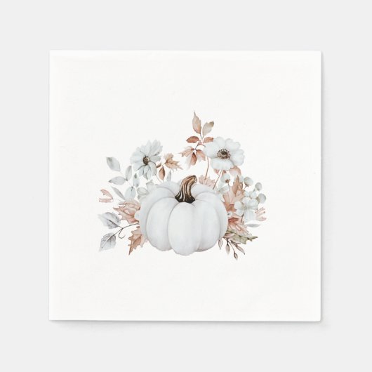 Elegante bruiloft met witte herfstpompoen servet (Voorkant)