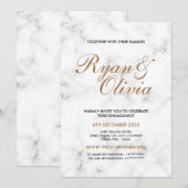 Elegante  bruiloft met witte marmer kaart (Voorkant / Achterkant)