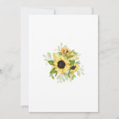 Elegante bruiloft met zonnebloemen en groen kaart (Achterkant)