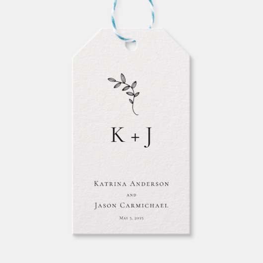 Elegante bruiloft Minimaal Eenvoudig Monogram Cadeaulabel (Voorkant)