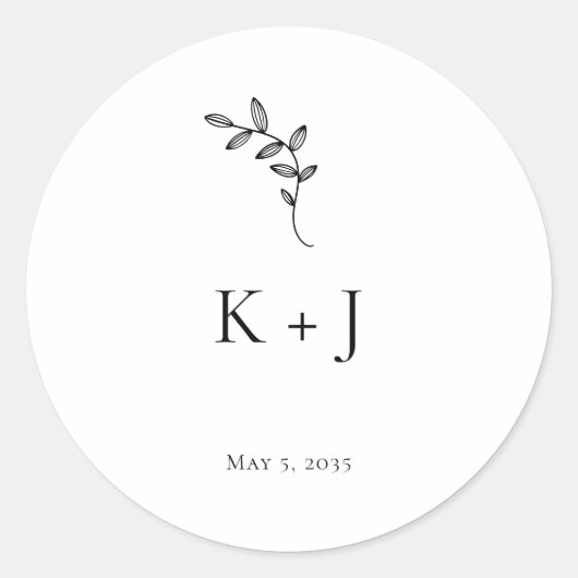 Elegante bruiloft Minimal Envelope Seal Ronde Sticker (Voorkant)