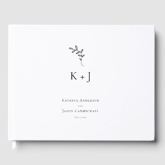 Elegante bruiloft Minimal Monogram Foto Gastenboek (Voorkant)
