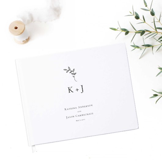 Elegante bruiloft Minimal Monogram Foto Gastenboek