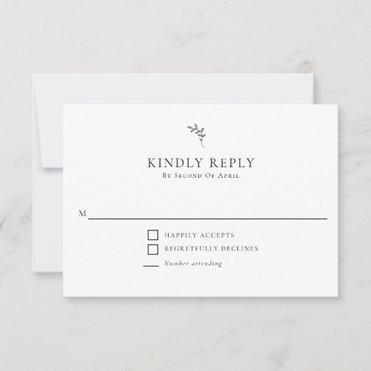 Elegante bruiloft Minimal Monogram RSVP vriendelij (Voorkant)