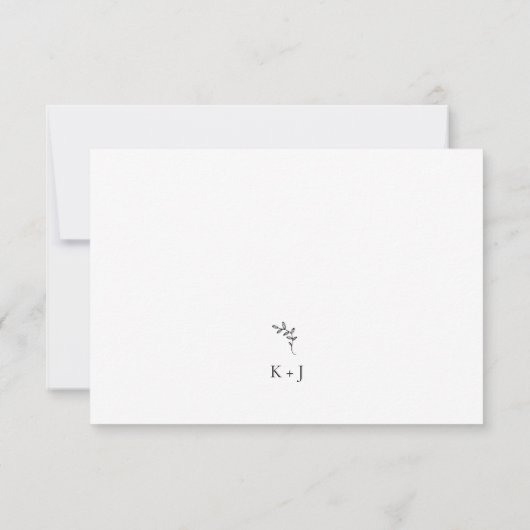 Elegante bruiloft Minimal Monogram RSVP vriendelij (Achterkant)