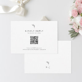 Elegante bruiloft Minimale Monogram RSVP QR Code Kaartje