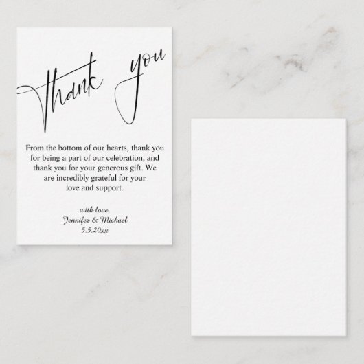 Elegante bruiloft minimalistische moderne script d notitiekaartje (Voorkant / Achterkant)