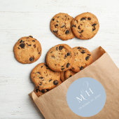 Elegante bruiloft minimalistische monogram stofbla ronde sticker