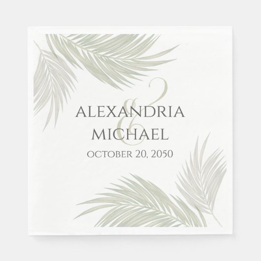 Elegante bruiloft minimalistische tropische palmbl servet (Voorkant)