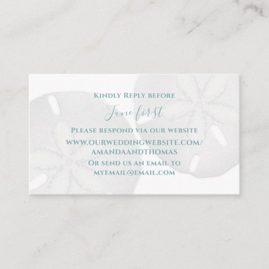 Elegante Bruiloft Minimalistische Zand Dollar RSVP Informatiekaartje (Voorkant)