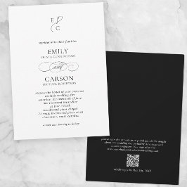 Elegante bruiloft Modern Monogram Logo QR Code Zwa Kaart