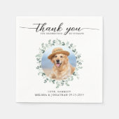 Elegante bruiloft moderne foto hond huisdier dank  servet (Voorkant)