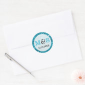 Elegante Bruiloft Monogram Afdichtingen | Blauwe g Ronde Sticker (Envelop)