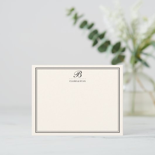 Elegante bruiloft monogram briefpapier kaarten in (Staand voorkant)