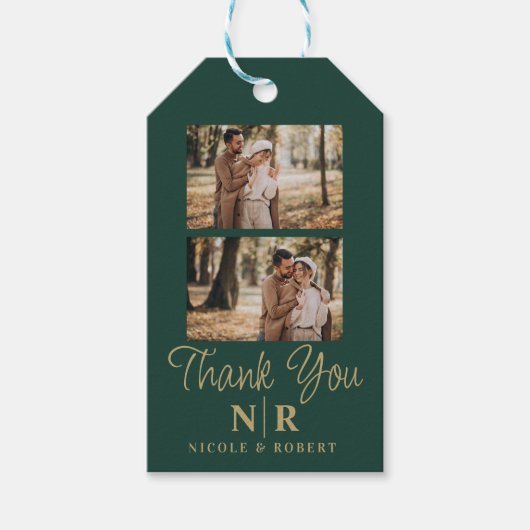 Elegante bruiloft Monogram bruid en bruidegom Init Cadeaulabel (Voorkant)