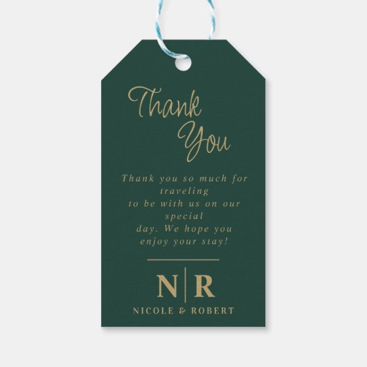 Elegante bruiloft Monogram bruid en bruidegom Init Cadeaulabel (Achterkant)