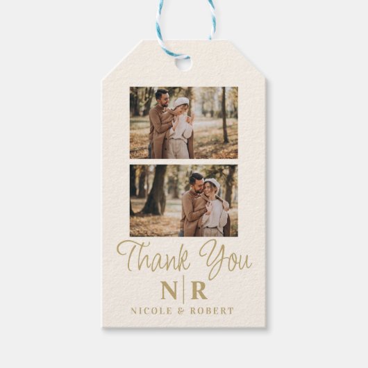 Elegante bruiloft Monogram bruid en bruidegom Init Cadeaulabel (Voorkant)