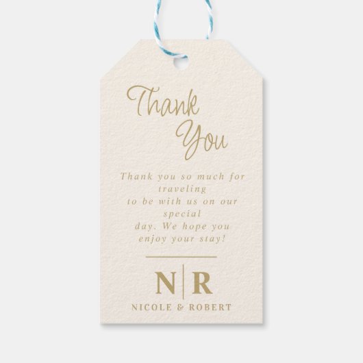 Elegante bruiloft Monogram bruid en bruidegom Init Cadeaulabel (Achterkant)