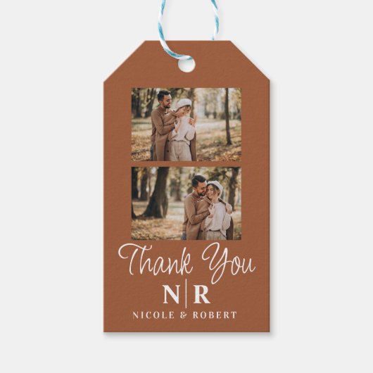 Elegante bruiloft Monogram bruid en bruidegom Init Cadeaulabel (Voorkant)