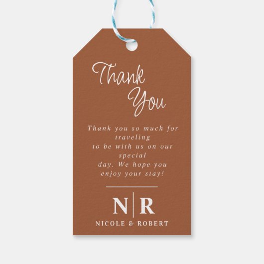 Elegante bruiloft Monogram bruid en bruidegom Init Cadeaulabel (Achterkant)