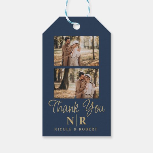 Elegante bruiloft Monogram bruid en bruidegom Init Cadeaulabel (Voorkant)