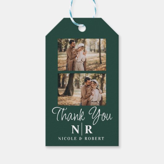 Elegante bruiloft Monogram bruid en bruidegom Init Cadeaulabel (Voorkant)