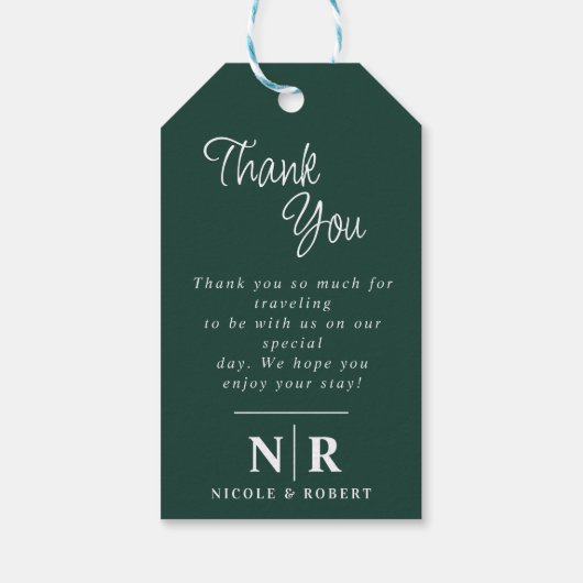 Elegante bruiloft Monogram bruid en bruidegom Init Cadeaulabel (Achterkant)