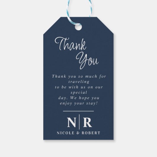 Elegante bruiloft Monogram bruid en bruidegom Init Cadeaulabel (Achterkant)