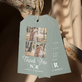 Elegante bruiloft Monogram bruid en bruidegom Init Cadeaulabel