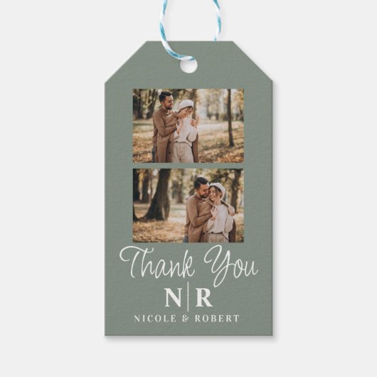 Elegante bruiloft Monogram bruid en bruidegom Init Cadeaulabel (Voorkant)