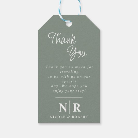 Elegante bruiloft Monogram bruid en bruidegom Init Cadeaulabel (Achterkant)