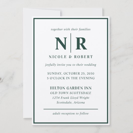 Elegante bruiloft Monogram bruid en bruidegom Init Kaart (Voorkant)