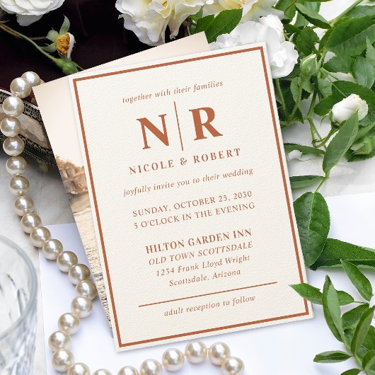 Elegante bruiloft Monogram bruid en bruidegom Init Kaart