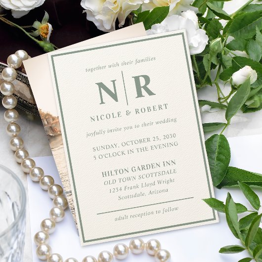 Elegante bruiloft Monogram bruid en bruidegom Init Kaart