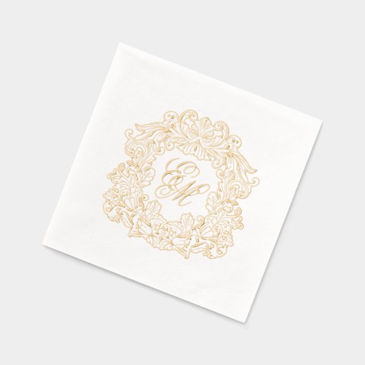 Elegante bruiloft Monogram Crest Folie Servetten (Links)