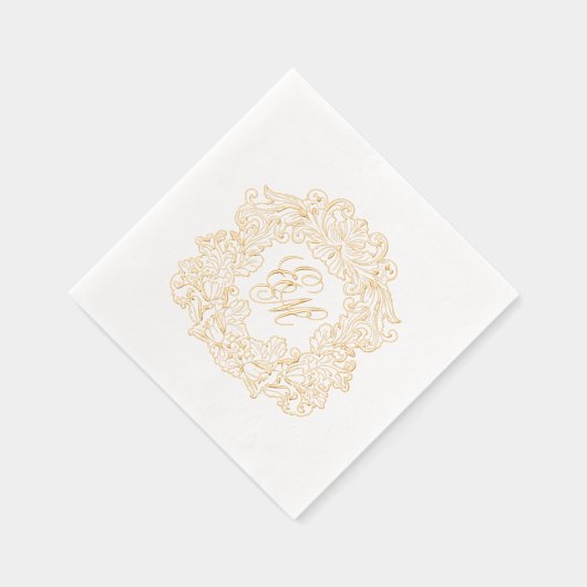 Elegante bruiloft Monogram Crest Folie Servetten (Rechts)
